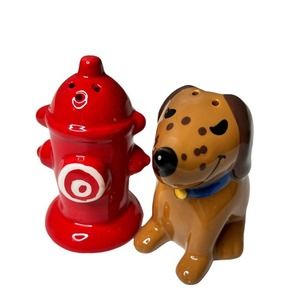 Ceramic Dog & Fire Hydrant‎ Salt & Pepper Shakers Dog Salt And Pepper 3” Shakers